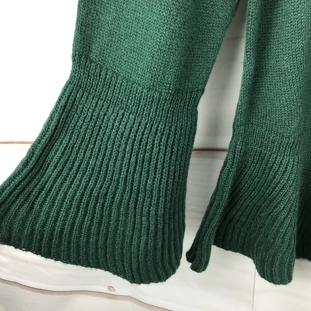 Style&Co Sweater Womens 0X Green Ruffle Trim Pullover Boat Neck Long Sleeve Knit
